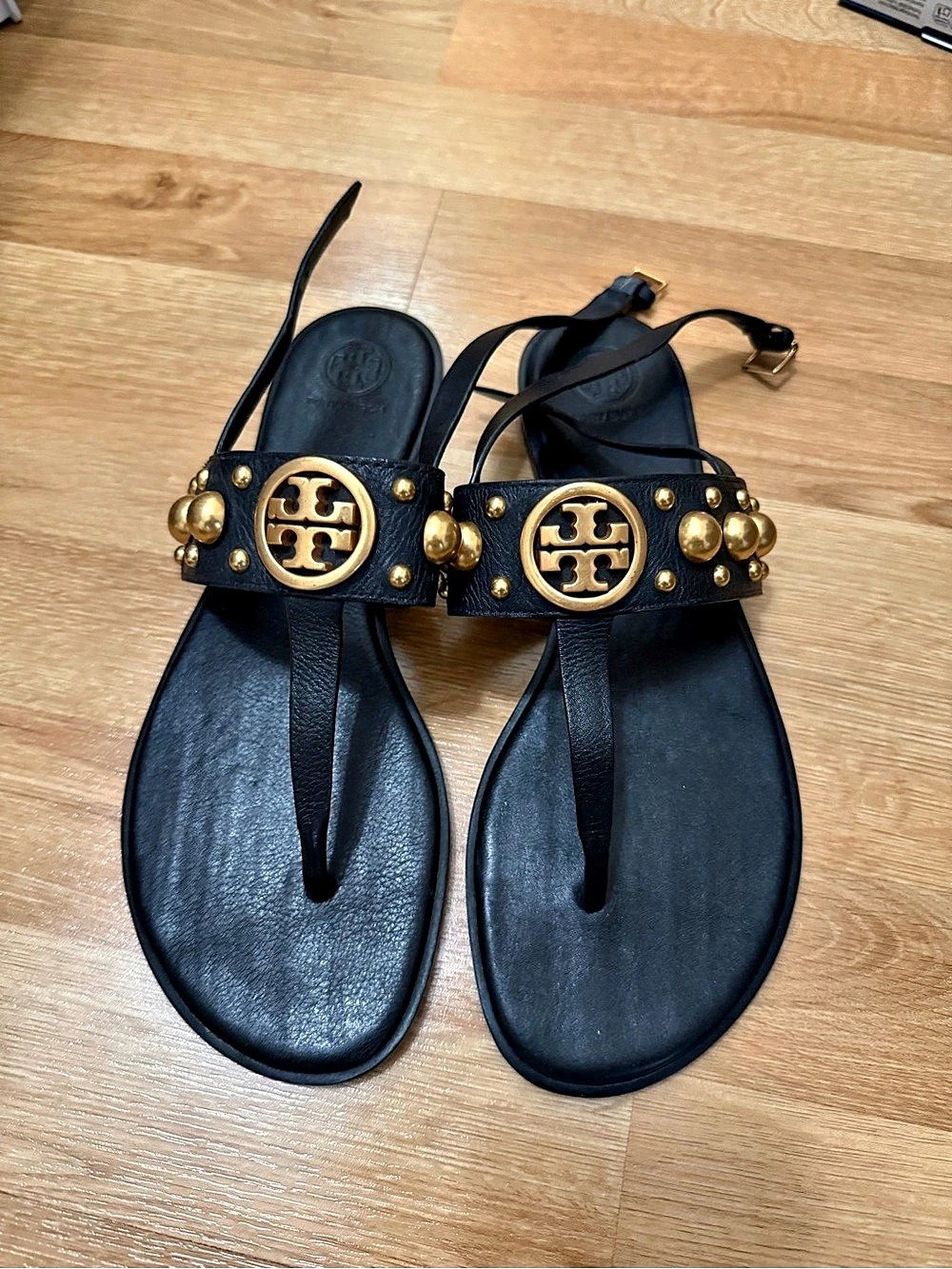 Tory Burch Miller Stud Thong Sandal Black Studded Sandals